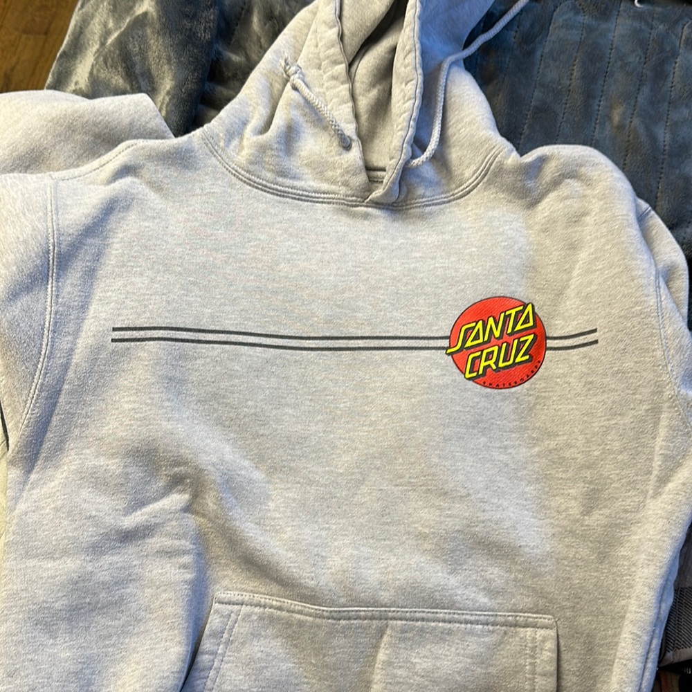 Santa Cruz Skateboards Gray Hoodie with Red and Yellow Logo
